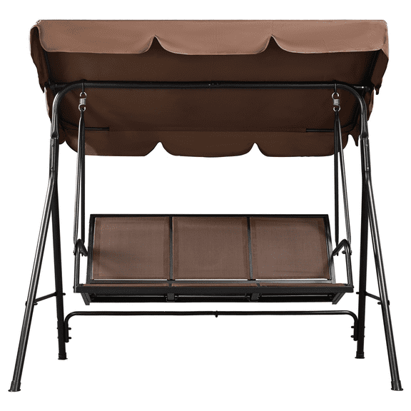 Alden Design 3-Seat Patio Canopy Porch Hanging Swing Chair for Outdoor, Dark Brown