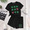 thumbnail image 4 of 2 Piece Sets for Girls Size 6 Summer Sets for Girls Children's St. Patrick's Day Printed Short Sleeve Round-Neck Shirts Two-Piece Set for Kids（4-16 Years）, 4 of 6