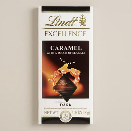 Lindt EXCELLENCE Dark Chocolate Bar With Caramel & Sea Salt (Pack of (Best Dark Chocolate Sea Salt Caramels)