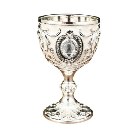

Kaireo Tableware Vintage Medieval Goblet Drinking Glass Party Supplies Handmade Novelty Engraving Metal Wine Cup Desktop Decoration 1X European Style High-End Metal Wine Cup Clearance Item