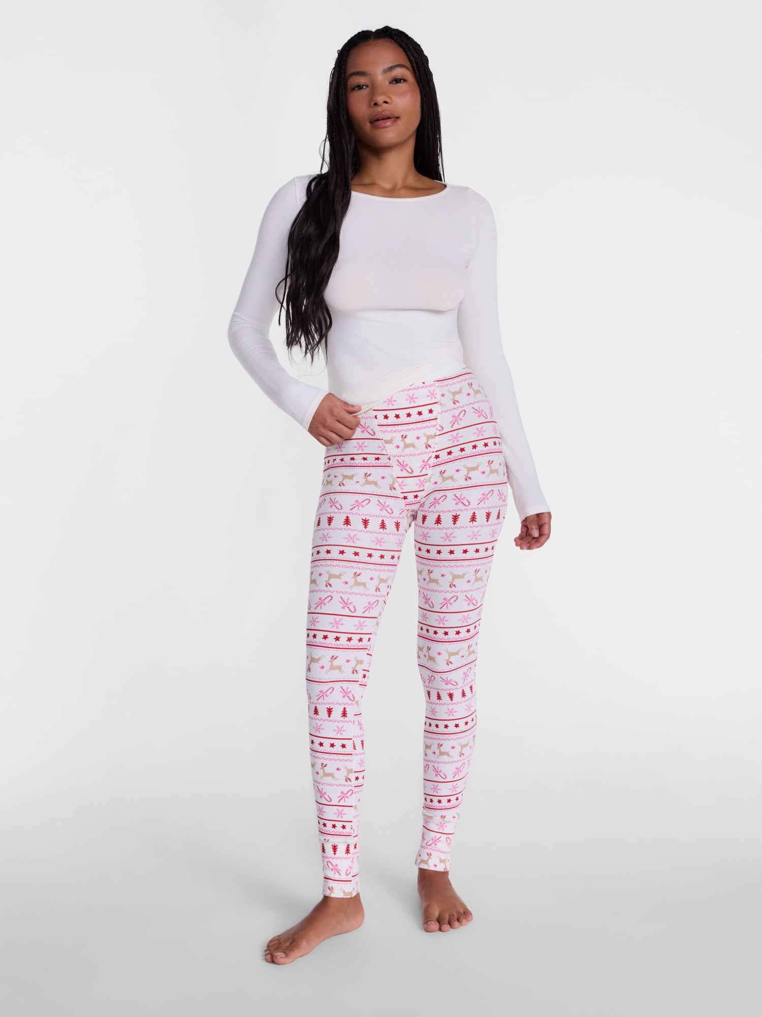 No Boundaries Cotton Stretch Ribbed Leggings, 30'' Inseam, Women's XS-XXXL