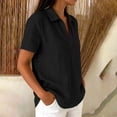thumbnail image 6 of Guluxicc Women's Linen Lounge Shirts Loose Pullover Collared V Neck Solid Tops for Everyday Wear Summer Casual Outfits, 6 of 6
