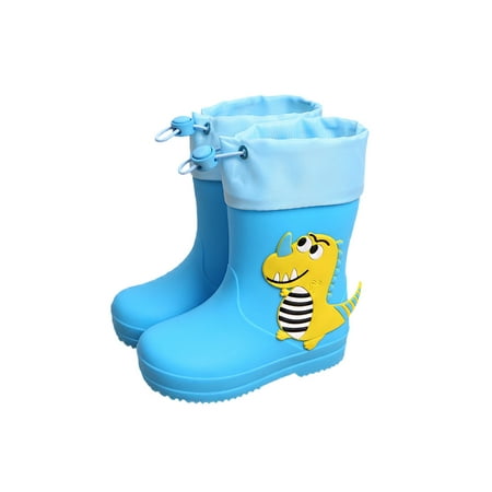 

Ritualay Kids Garden Shoes Slip Resistant Waterproof Booties Wide Calf Rain Boot Breathable Pull On Mid-Calf Boots School Wet Weather Removable Lining Rainboot Drawstring Blue 8C
