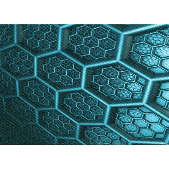 Ahgly Company Indoor Rectangle Patterned Dark Turquoise Green Area Rugs, 8' x 12'