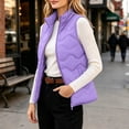 thumbnail image 4 of Women's Puffer Vest Wave Pattern Quilted Ultra-Thin Zip-up Sleeveless for Travel & Commute Vest, 4 of 8
