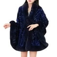thumbnail image 2 of AUNVITO Cozy Faux Fur Collar Velvet Cape Coat Winter Warm Hooded Shawl Cloak for Women, 2 of 3