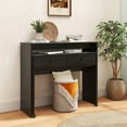 thumbnail image 2 of Costway 39.5" Expandable Rolling Computer Desk with Monitor Shelf 2-tier Desktop 2 Drawers Black, 2 of 10