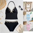 thumbnail image 2 of VOUZZA Girls Shell Bikini Set 2-Piece Triangle Halter Neck Swimsuit Cutout Bathing Suit Beach Pool Wear for Girls Youth Ages 13-17, 2 of 6