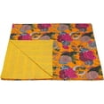 thumbnail image 2 of Indian Handmade Floral Print Kantha Quilt, Bedspread , Blanket Size ( King 108" x 108" ), 2 of 4