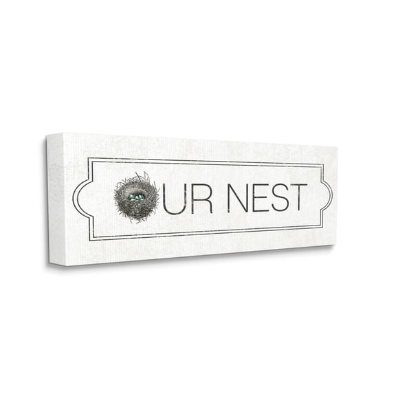 Stupell Industries Our Nest Phrase Family Home Nursery Greeting Canvas Wall Art Design by Daphne Polselli, 20" x 48"