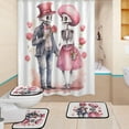 thumbnail image 2 of Shower Curtain Set 4 Piece for Bathroom Decoration, Butterflies and Flowers Bathroom Sets with 1 Fabric Shower Curtain and 3 Non-Slip Bathroom Rugs Accessories with Hooks, 2 of 8