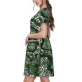 thumbnail image 2 of Fotbe Green Snakeskin Vestido Largo de Moda para Mujer, Vestido Tipo Camiseta con Manga Corta y Estilo Casual a Rayas y Bloques de Color, 2 of 6