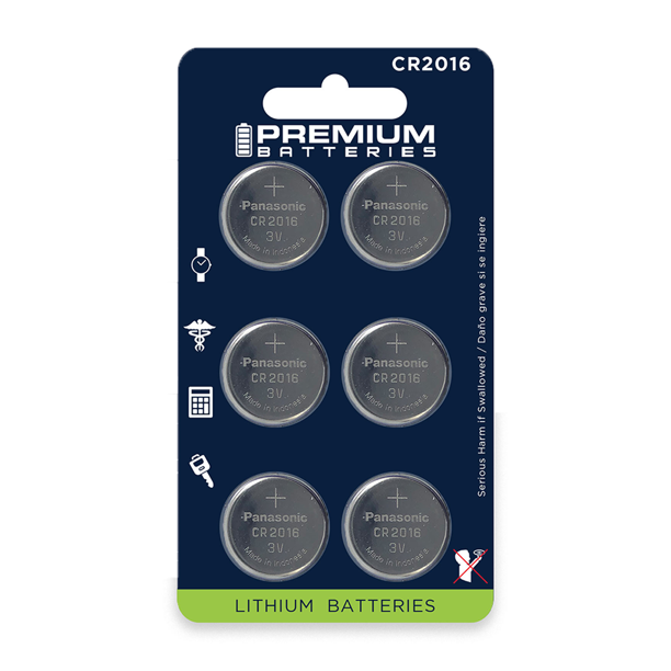 Premium Batteries Panasonic CR2016 3V Lithium Coin Cell Batteries Child