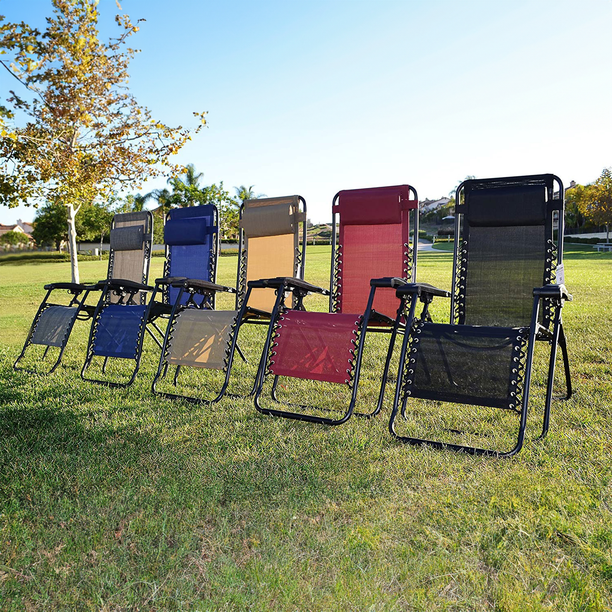 Caravan Sports Zero Gravity Outdoor Folding Patio Lounge Chair, Blue - image 5 of 10