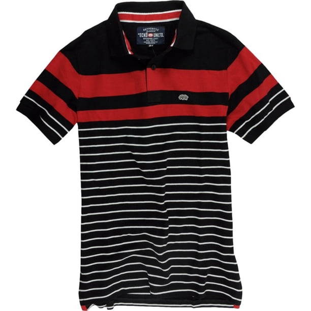 Ecko Unltd. Combo Strip Ss Knit Rugby Polo para hombre, negro, XXX-Large