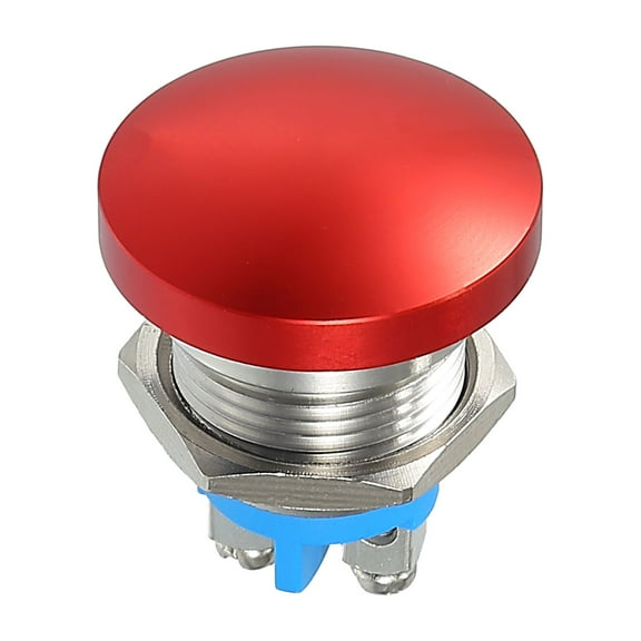 16 mm Momentary Push Button Switch Metal Head Round Start Button AC/DC 12V-250V Red