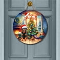 thumbnail image 2 of Merry Christmas Rottweiler Santa Hat Xmas Tree Winter Holiday Round Wood Sign Rottie Dog Lover Gifts Idea Hanging Wall Home Decor - 01013, 2 of 5
