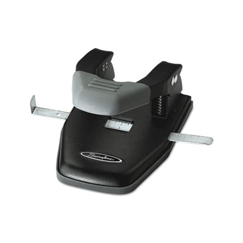 28-Sheet Comfort Handle Steel Two-Hole Punch 1/4" Holes, Black/Gray