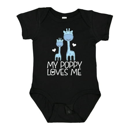 

Inktastic My Poppy Loves Me Boys Giraffe Grandson Boys Baby Bodysuit