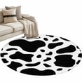 thumbnail image 2 of 4Ft Round Rug, Black and White Non-Skid Rubber Backing Large Area Rugs - Living Room Bedroom Home Office, Farmhouse Cow Black White Indoor Floor Mat Carpets Washable Rug, 2 of 9
