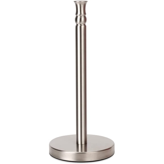 Paper Towel Holder Stand Countertop with Heavy Weighted Stainless Steel Base, Free Standing Paper Towel Holder (Brushed Nickel)
