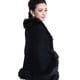 thumbnail image 1 of Qarigey Poncho con ribete de piel sintética de algodón Manténgase cómodo y a la moda durante todo el invierno Poncho largo para mujer con Prendas para la parte del cuerpo negro, 1 of 6