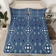 thumbnail image 2 of Homewish Adult Tribal Hippie Full Size Sheets, Western Bohemian Aztec Bed Sheets, Fashion Blue Square Triangle Sheet Sets, Microfiber Bedroom Decor, 4 Pieces, 2 of 7