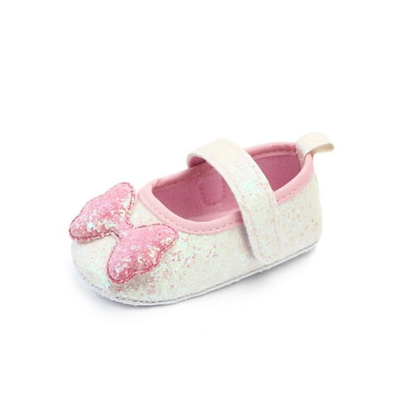 

Daeful Toddler Girl Walking Shoes Anti-Slip Party School Wedding Newborn Shoes Pink Bow 6C