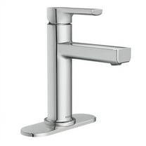 Moen Rinza 84627 Chrome 1-Handle Single Hole WaterSense Bathroom Sink Faucet with Drain with Deck Plate
