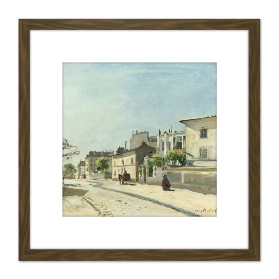 Jongkind Rue Notre Dame Paris 8X8 Inch Square Wooden Framed Wall Art Print Picture with Mount