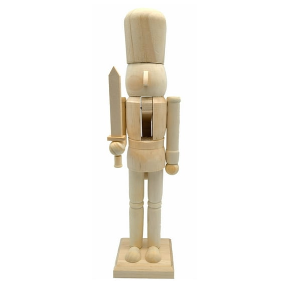 ITSELFER Blank Unfinished Nutcracker Craft Decorative Graffiti Nutcracker Statue DIY Nutcracker Ornament