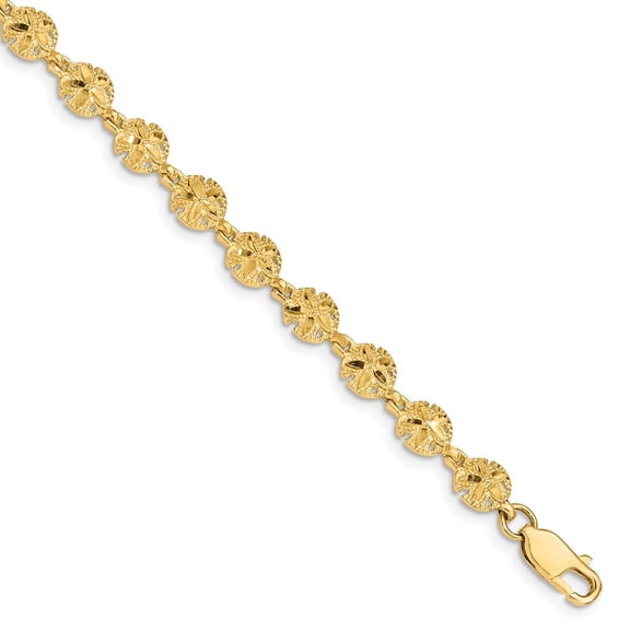 14K Yellow Gold bracelet Themed Open Back Textured 7.25 in 6 mm
