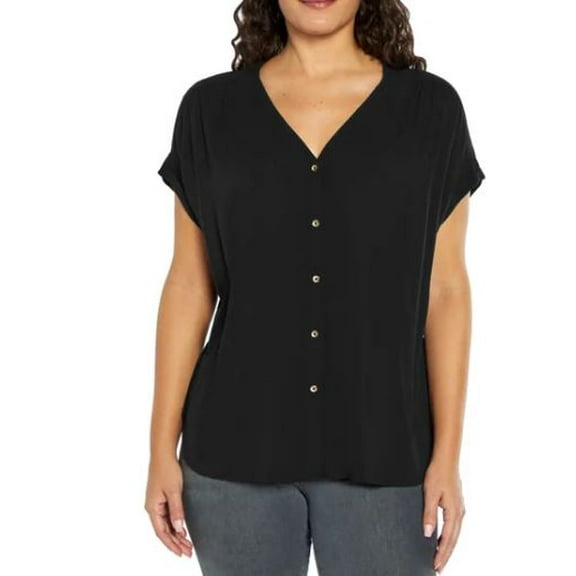 Orvis Women's Button Front Blouse, Black Medium