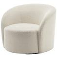 thumbnail image 3 of 34" W Mid Century Modern Swivel Barrel Chair, Round Upholstered Boucle Swivel Accent Chairs, No Assembly Sofa Chair for Living Room Bedroom Reading Apartment Lounge Nursery(Cream), 3 of 14