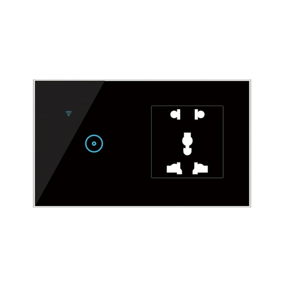 Generic 95-250V Wi-Fi Smart Wall Outlet with 1 Gang Touch Light Switch Smart Life APP Remote Control, Voice Control, Touch Control Compatible with Alexa Google Assistant Wi-Fi Smart Switch Plug Outlet