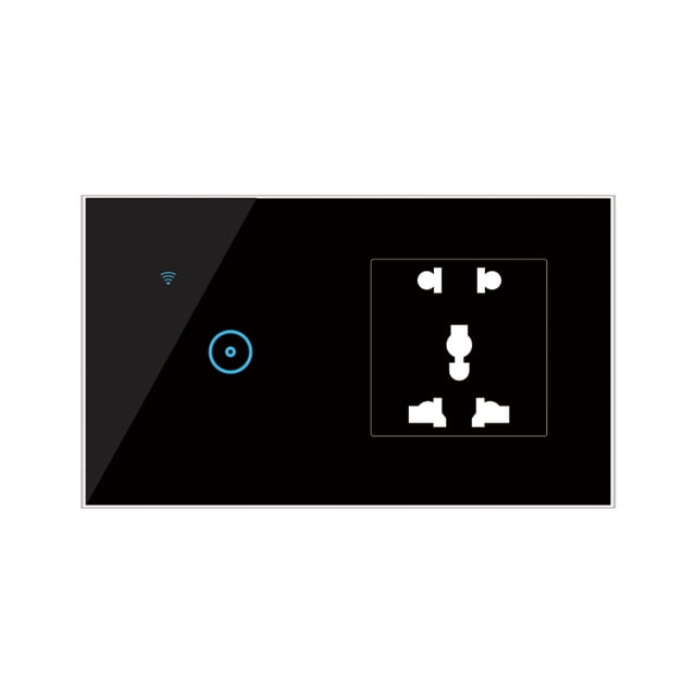 Yeacher 95- Prise Murale Intelligente Wi-Fi avec 1 Interrupteur Tactile en Gang, Contrôle à Distance via Application Smart Life, Commande Vocale, Contrôle Tactile Compatible avec Assistant, Interrupteur Intelligent Wi-Fi, Prise, Universel Pl