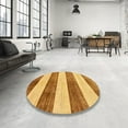 thumbnail image 4 of Ahgly Tapis Rond Abstrait Sedona Brun Lavable en Machine, 5 Pieds Rond, 4 of 7