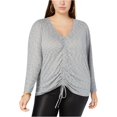 thumbnail image 1 of Soprano Blusa con parte delantera ceñida para mujer, gris, 3X, 1 of 1