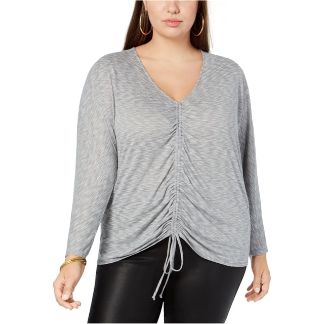Soprano Blusa con parte delantera ceñida para mujer, gris, 3X