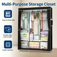 thumbnail image 3 of HioHa Portable Closet Organizer with Shoe Rack, 67 Inch Non-Woven Fabric Wardrobe, Heavy Duty Clothes Storage, Easy Assembly for Bedroom, Dorm, Apartment, Black, 3 of 8