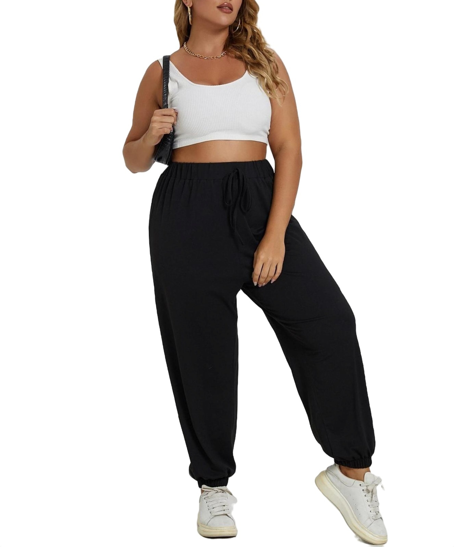 Solid Jogger Black Plus Size Sweatpants - Walmart.com