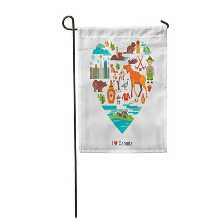 Patio Toronto SIDONKU Toronto Canada Love Heart with Many and Travel Mountain Vancouver Moose Syrup Be Garden Flag Decorative Flag House Banner 28x40 inch ()