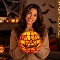 thumbnail image 5 of Halloween Decorations Indoor Stained Glass Pumpkin Lamp, Whimsical Fall Decor LED Night Light, Pumpkin Decor for Home Tabletop Shelf Mantel Halloween Display, 5 of 7