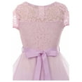 thumbnail image 4 of Little Girl Cap Sleeve Lace Tulle Pearl Belt Pageant Party Flower Girl Dress USA Lilac 4 JKS 2122 BNY Corner, 4 of 5