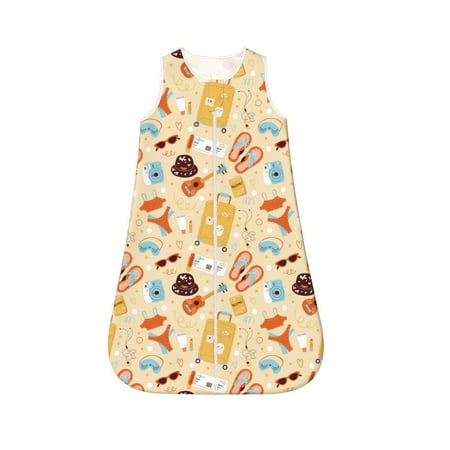 

Fotbe Summer Travel Pattern Sleep Sack - Baby Wearable Blanket with Zipper Extra Soft Cotton Sleeveless Sleeping Bag for Infants-Medium