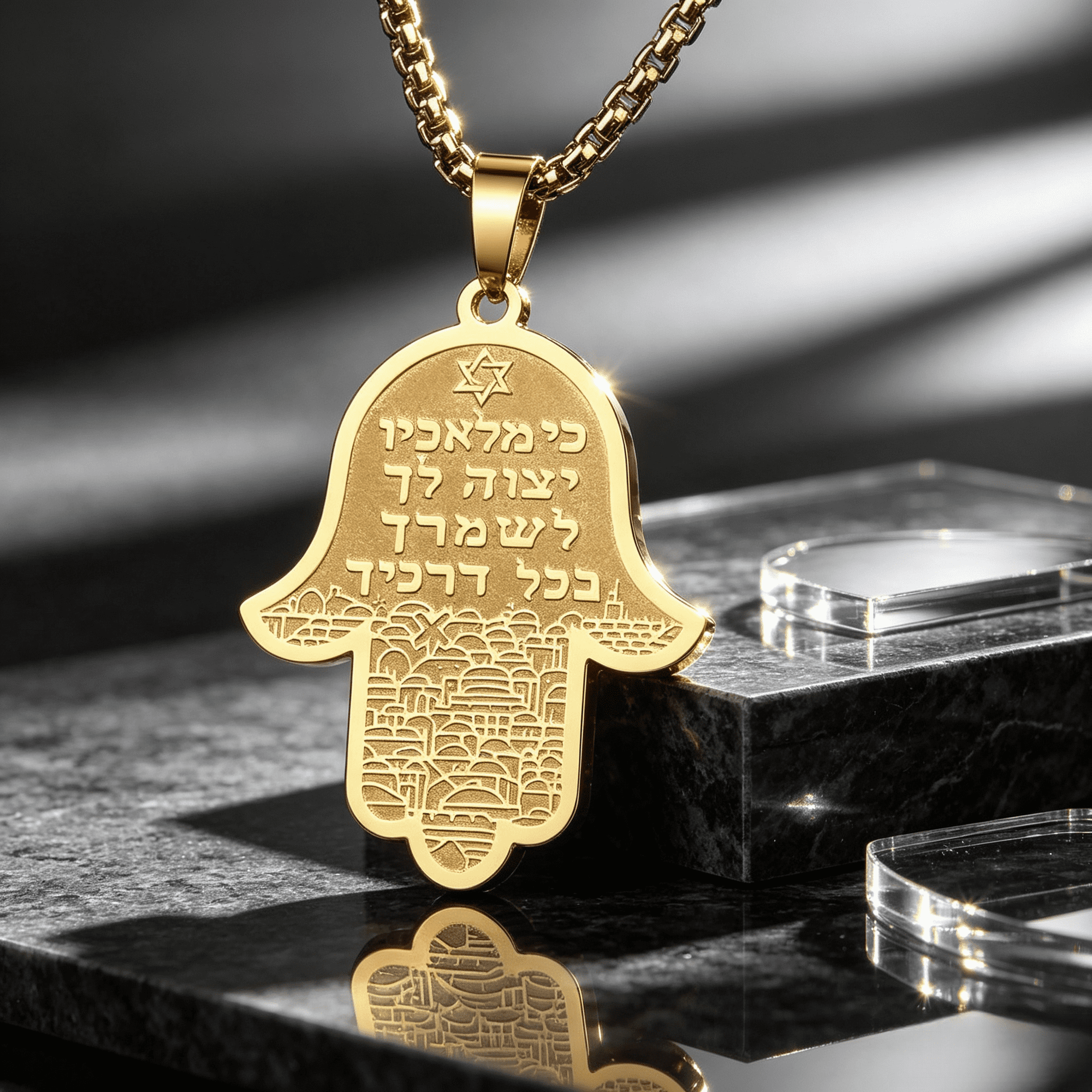 Hamsa Hand Of Fatima Pendant Necklace for Women Handmade Jerusalem Inspired Sacred Symbol Chain Jewelry