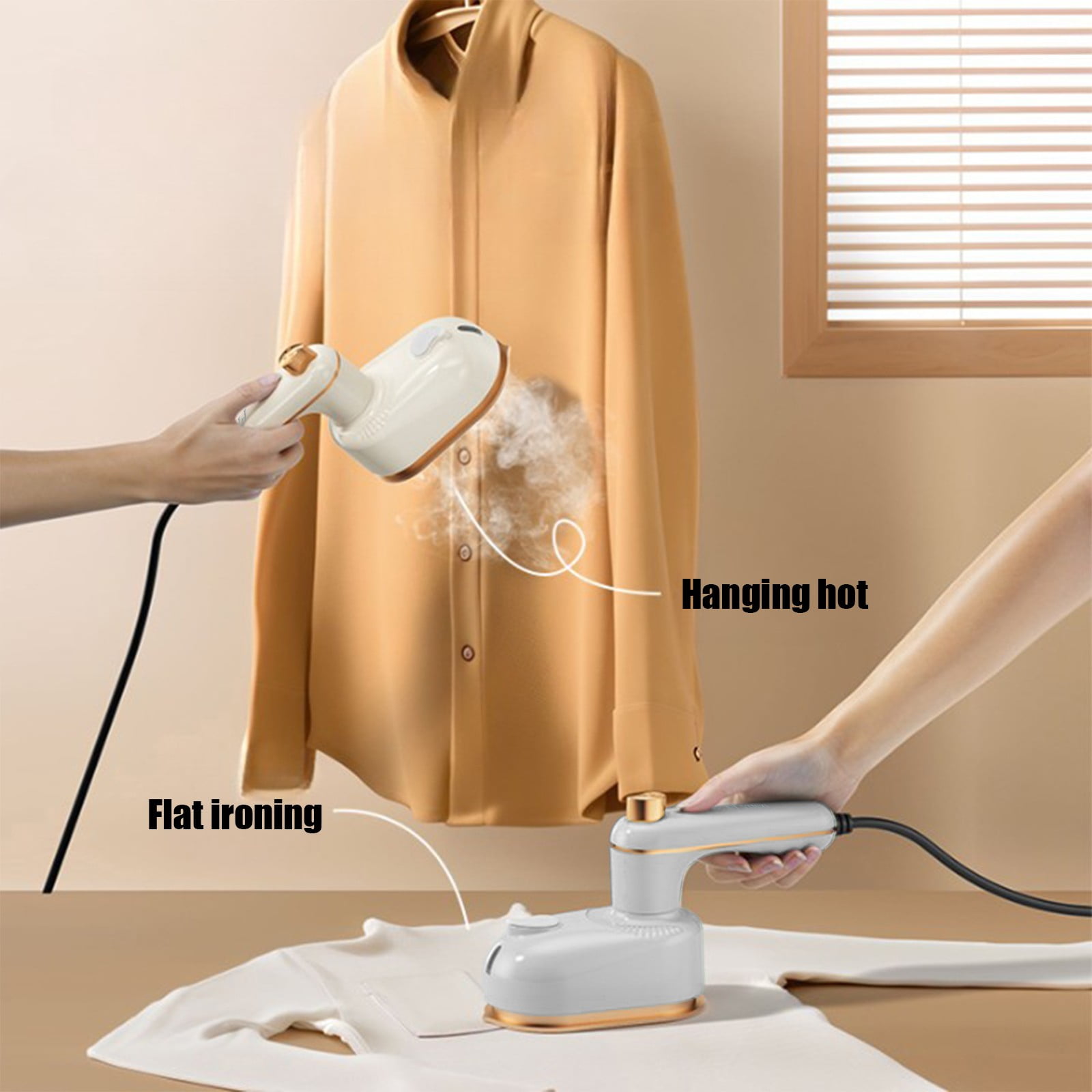 Foldable Mini Steam Iron Portable Handheld Garment Steamer for Clothes, Travel Compact Ironing Machine for Home Dorm Hanging Flat Iron Wrinkle Removal Tool