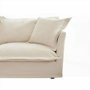 Slipcovered U Shape Sectional Sofa with French Edges & Big Pillows, Soft & Spacious for Living Room