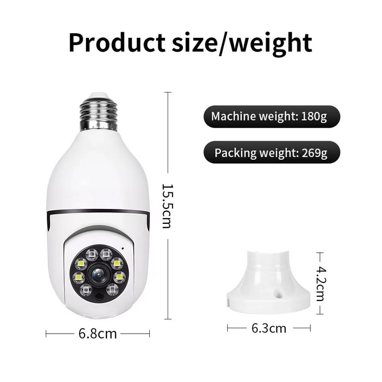 Light Bulb Camera, 2.4GHz Wifi Security Camera, 360 Degree Wireless Night  Vision Home Surveillance Camera for Indoor/Outdoor 
