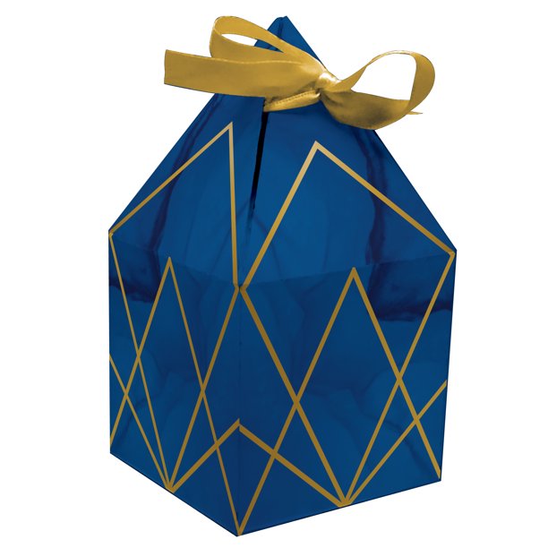 Navy Blue and Gold Foil Favor Boxes, 24 Count